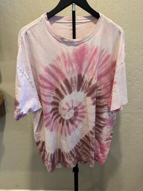 PINK Victoria's Secret Pink and Light Brown Tie-Dye Tee